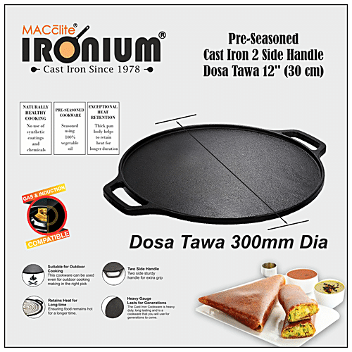 Buy Dosa Tawa 30CM Cast Iron Pre Seasoned Online at Best Price at MACclite-  MACclite