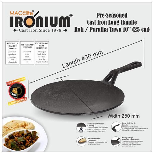 Buy IRONIUM Pre-Seasoned Cast Iron Roti/Chapati Tawa - With Handle, 25 cm,  6 mm Online at Best Price of Rs 1499 - bigbasket