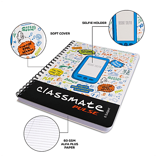 Buy Classmate 6 Subject Spiral Selfie Notebook Single Line 250 Pages For Schooloffice 