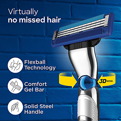 Buy Gillette Mach3 Turbo - Men’s Razor With Flexball Technology, Metal ...