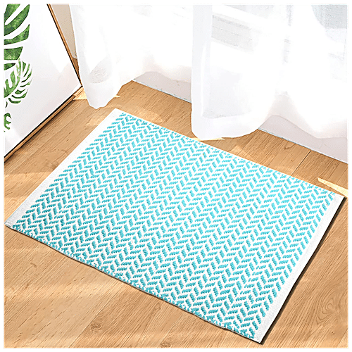 Buy Veriza Kitchen/Balcony Mat - Cotton, Handwoven, Easy To Clean, Sky ...