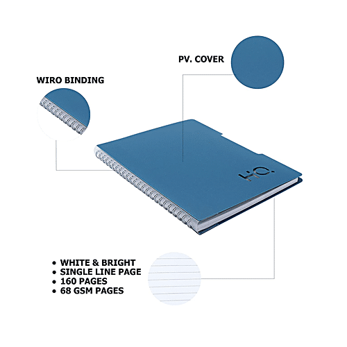 Buy Navneet HQ Wiro Bound Single Subject Notebook - Single Line, 160 ...