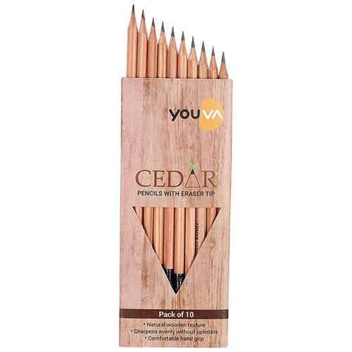 40236452 3 1 Navneet Youva Cedar Pencils With Eraser Tip Natural Wooden Texture Comfortable Grip 