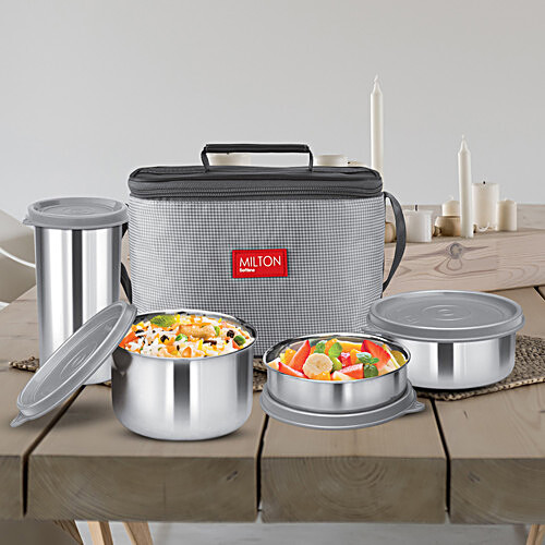 Buy Milton Delicious Combo Stainless Steel Insulated Tiffin, Grey ...