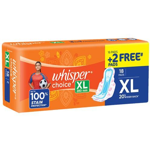 Buy Whisper Choice Sanitary Pads - Extra Long XL (6 Pads) Online