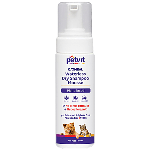 Buy Petvit Oatmeal Waterless Dry Shampoo Mousse Plant Based, No Rinse Formula, Vegan, For Dogs