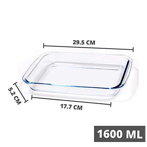 Femora Borosilicate Glass Baking Dish - Rectangle, Microwave Oven Safe, For  Kitchen & Professional Use, 1.6 L