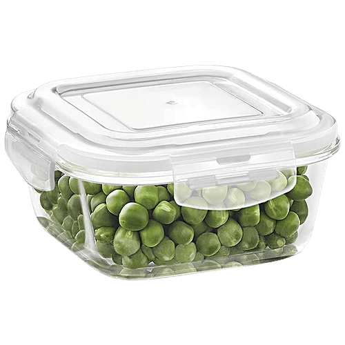 1pc Clear Food Storage Box, Dark Green Vegetable Container For