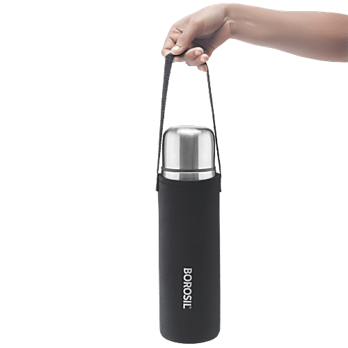 Buy Borosil Hot & Cold Thermosteel Flask - Rustproof, Black Online at ...