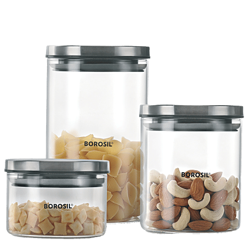 3pcs Clear Glass Food Storage Jar/Cotton Container With Airtight