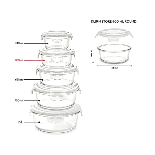 Buy Borosil Glass Storage Container Tiffin With Lid Borosilicate Round Klip N Store Online