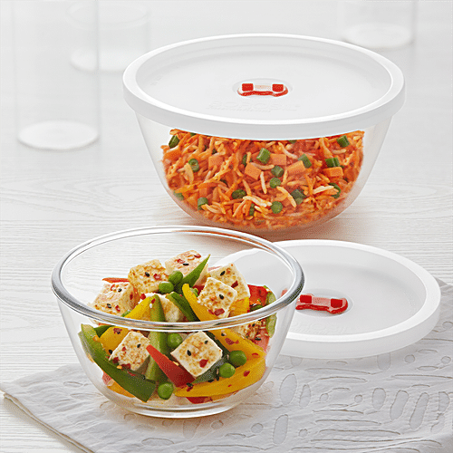 Borosil Serving Bowls for Entertaining, Set of 4, (2x16OZ + 2x24OZ),  Lightweight Ceramic Bowls, Large Bowls for Food Storage, Mixing bowls With  Lids, Prep Bowls for Salad, Microwave & Dishwasher Safe 