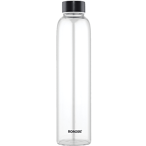 Borosil Plain Borosilicate Glass Water Bottle,Narrow Mouth-1L, Black Friday  Sale