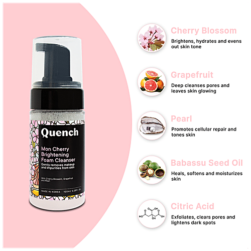 Buy Quench Botanics Mon Cherry Brightening Foam Cleanser - Cherry ...