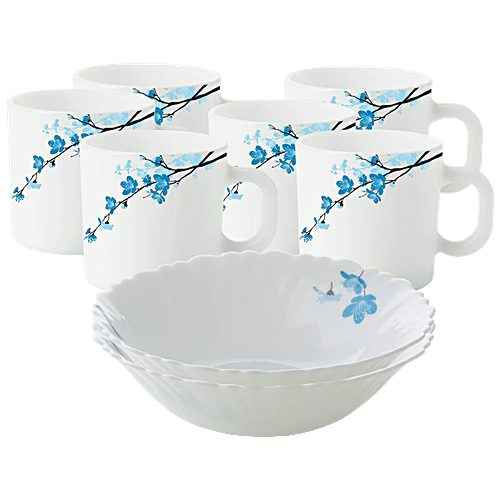 Buy Larah By Borosil Opalware Snack Set Mimosa Elegant Design Freezer Safe Non Staining