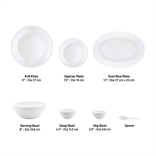 Buy Larah by Borosil Orbit Series Opalware Dinner Set - Lightweight ...