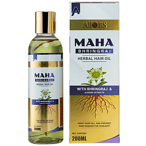 Buy Alloes Maha Bhringraj Herbal Hair Oil - Almond Extracts, Prevents ...