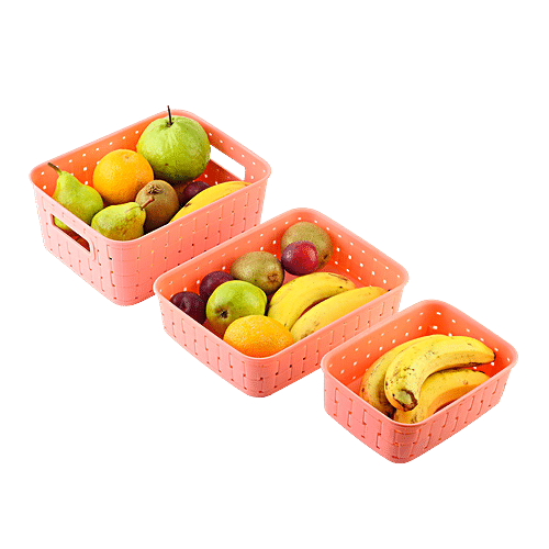 Buy Floraware Smart Kitchen Storage Basket Set - Durable, Plastic, Small,  Medium & Large, Pink Online at Best Price of Rs 189 - bigbasket