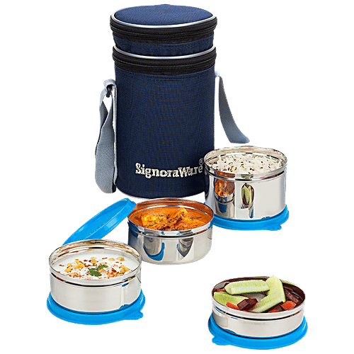 Buy Signoraware Executive Stainless Steel Lunch Box Set - Leakproof ...