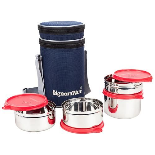 Buy Signoraware Executive Stainless Steel Lunch Box Set - Leakproof ...