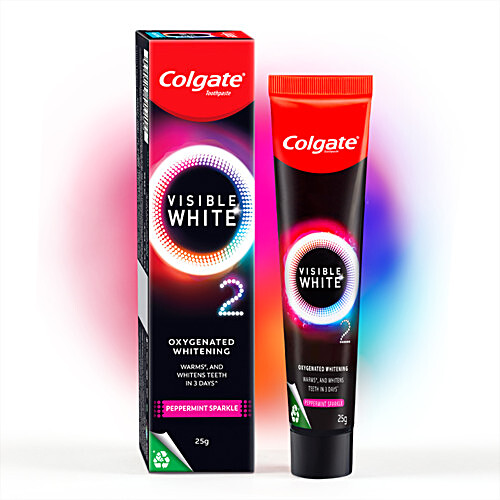 Colgate Visible White O2 Teeth Whitening Toothpaste Peppermint Sparkle Active Oxygen Technology Enamel Safe Teeth Whitening Product 50 g