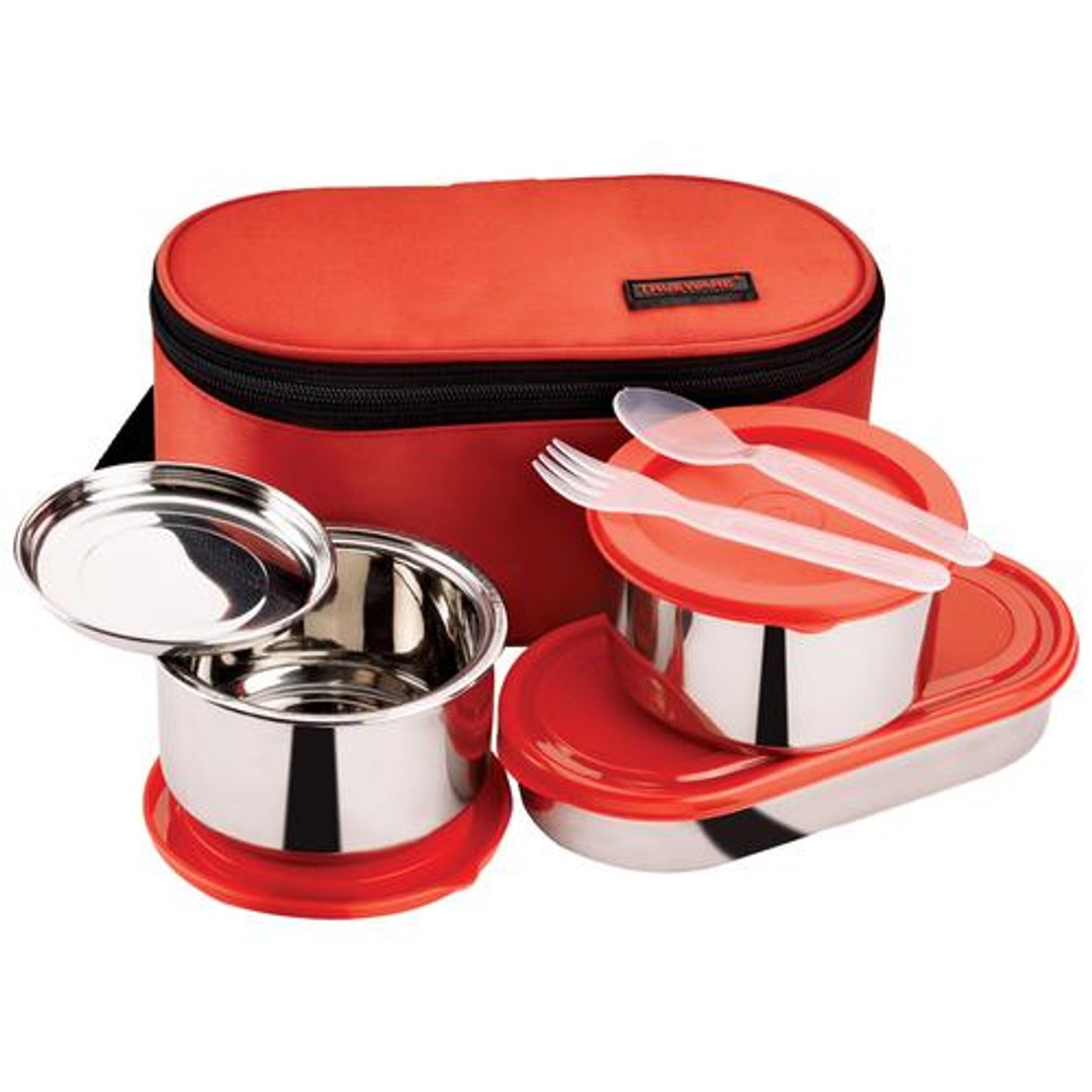 Buy Trueware Bon Bon Stainless Steel Tiffin Box - With Bag, Spoon ...