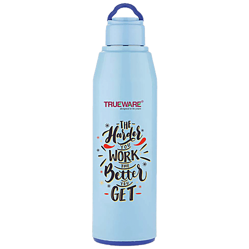 Trueware Water Bottle - Steel Inner Body, Blue, Sun Shine, 800 ml  Odourless, Drip Lock Cap, Hot & Cold Upto Many Hours