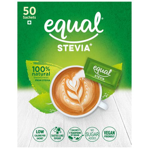 Equal Stevia Natural Sweetener - Sugar Free, Diabetic Friendly, 37.50 g (50 Sachet x 0.75 g each)