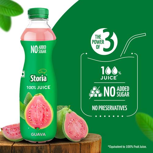 Storia 100% Fruit Juice - Guava Chilli, Rich In Vitamin C, No Added Sugar & No Preservatives, Good For Health, 750 ml Pet Bottle 
