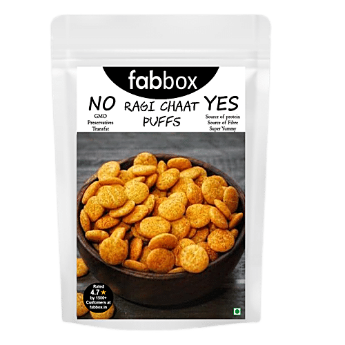 Fabbox Ragi Chaat Puff - Roasted Healthy Snack, Weight Management, Gluten-Free, Vegan, 120 g  