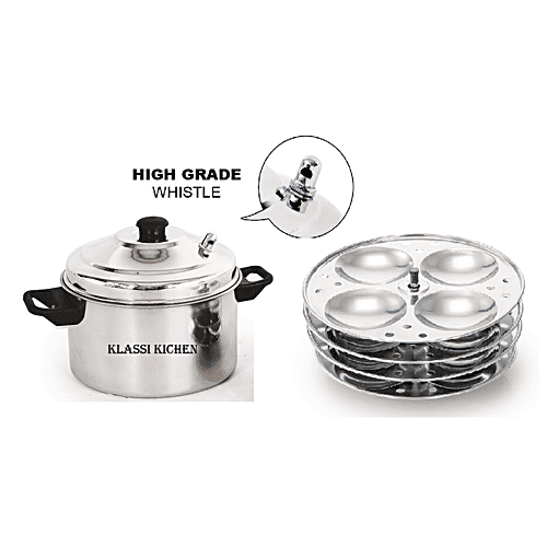 Buy Klassi Kichen Stainless Steel Idly Cooker With 4 Plate Stand ...