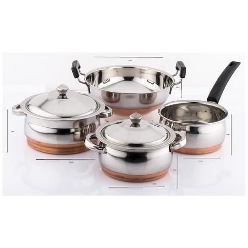 Buy Wholesale India 5 Pcs Stainless Steel Cookware Set Cooking Pot/ Copper  Bottom Cooking Pot Set With Bakelite Handle & 5 Pcs Stainless Steel Cookware  Set Cooking Pot/ at USD 1