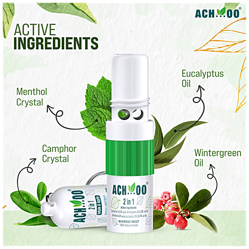 Buy ACHOO 2 In 1 Inhaler And Roll On - Relieves Headache, Cold & Nasal ...