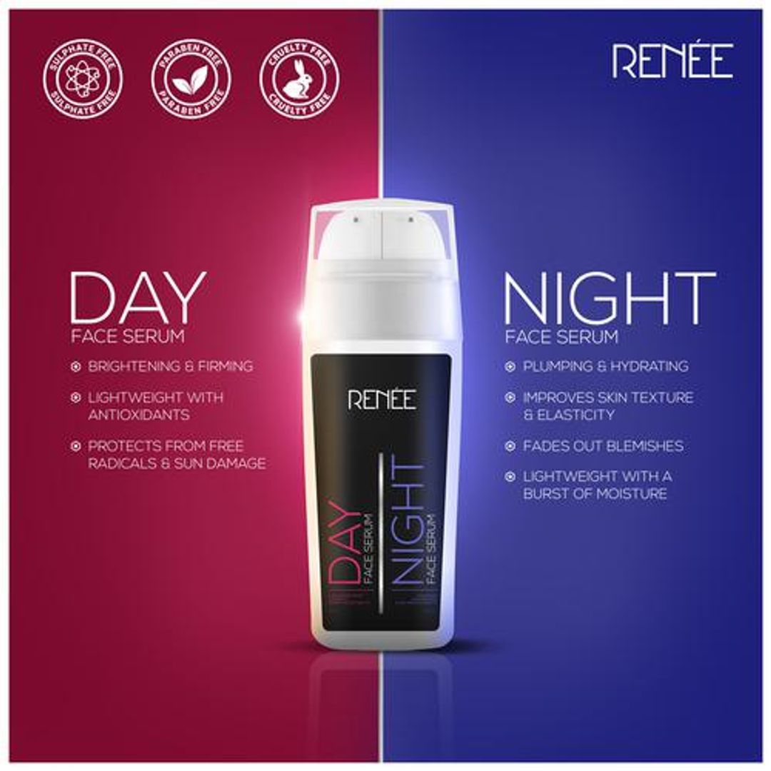 RENEE Day & Night 2-In-1 Face Serum - Brightening & Firming, Plumping & Hydrating, 30 ml