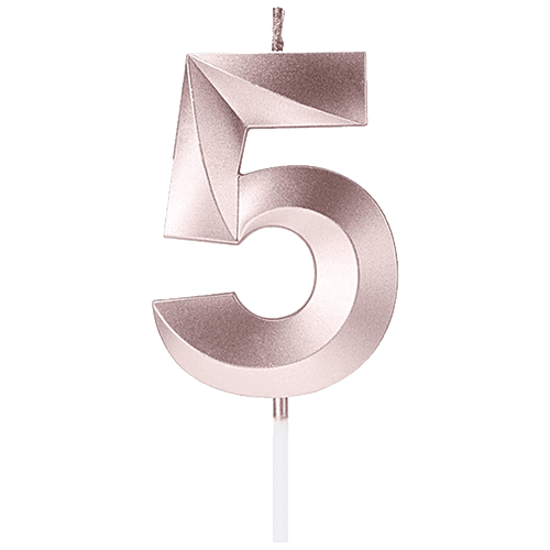 CherishX Numerical 5 Birthday Candle - For Cake Decorations, Parties, Anniversary Celebrations, Rose Gold, 1 pc  