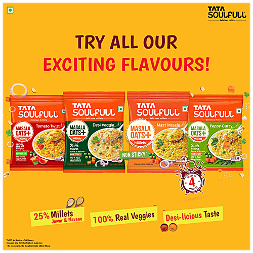 Buy Tata Soulfull Masala Oats+ Tasty Snack With Millets - Desi Veggie ...