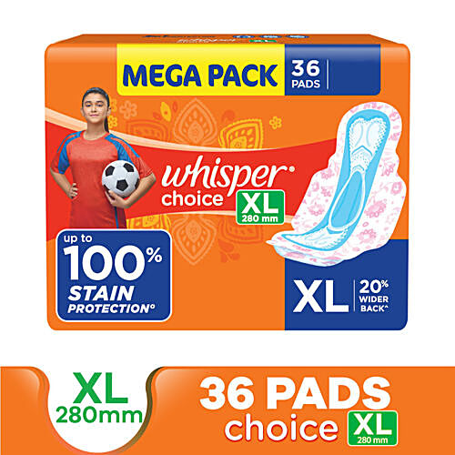 Buy Whisper Choice Sanitary Pads (280mm) (XL) 6's Online at Best Price - Sanitary  Napkins