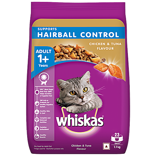 Buy Whiskas Dry Cat Food For Adult Cats Supports Hairball