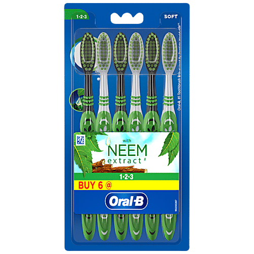 Buy Oral-B Toothbrushes - Soft Bristles, With Neem Extract, Gentle On ...