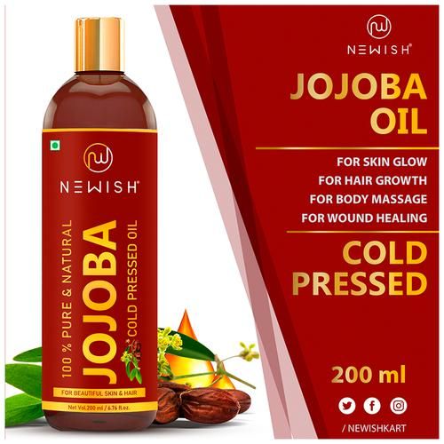 Newish Jojoba Oil - Cold Pressed, For Skin & Hair Growth, Virgin & Unrefined, 200 ml  