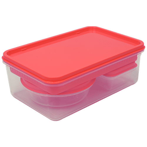 Buy Unica Mangiamo Lunch Box For Kids - Coral Red, Leak Resistant ...