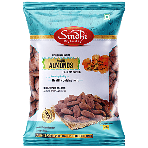 Buy Sindhi Dry Fruits Roasted Almonds/Badam - No Cholesterol, Lightly ...