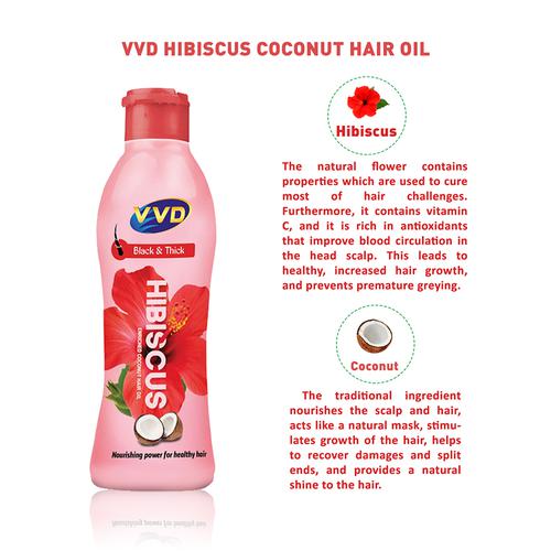 Buy VVD Hibiscus Enriched Coconut Hair Oil - Black & Thick, Rich In ...