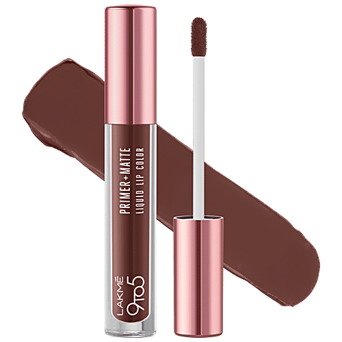 lakme 9 to 5 primer   matte liquid lipstick strong espresso