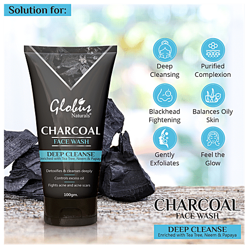 Buy Globus Naturals Charcoal Face Wash Deep Cleanse Oil Control Fights Acne And Scars Online