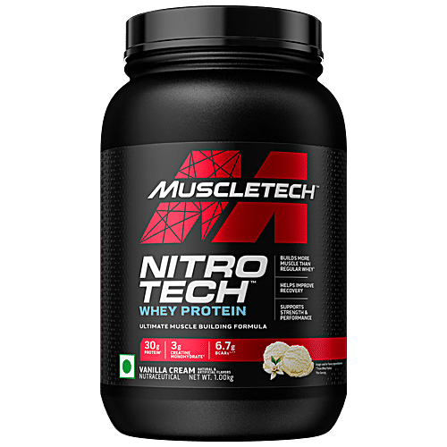 Buy Muscletech Nitrotech Whey Protein Powder Builds Muscle Supports Strength Vanilla Cream