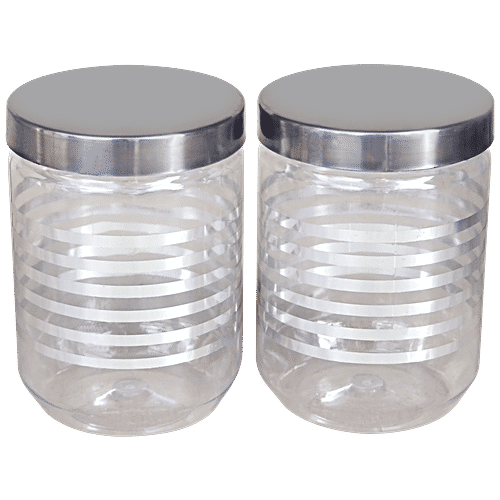 Princeware Senorita Pet Jar With Steel Lid - Durable, High Quality, 1100 ml (Set of 2)