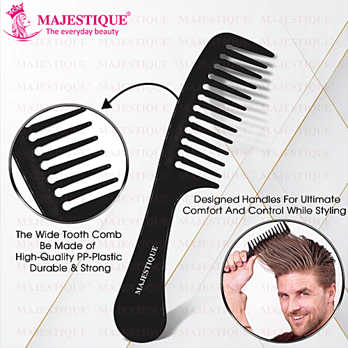 Buy MAJESTIQUE Hair Detangling Comb With Handle - Round Teeth, Sturdy ...