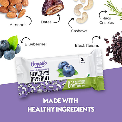 Buy Happilo Premium Blueberries Healthy Dry Fruit Bar - Rich In Protein ...