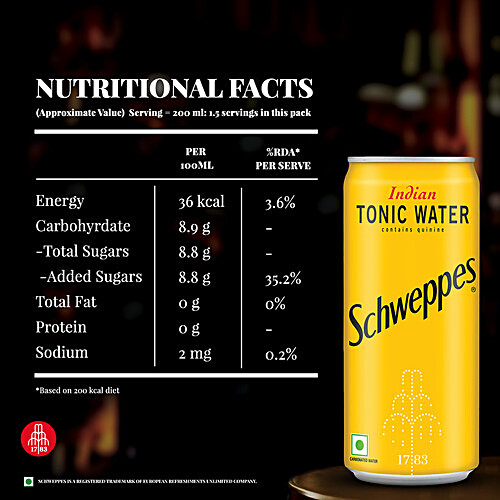 Buy Schweppes Indian Tonic Water Contains Quinine, Soda Water With Refreshing Taste Online at